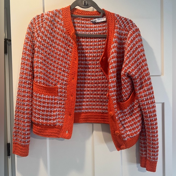 Zara Crochet Knit Lady Jacket Sweater size Small - Picture 3 of 9